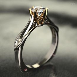 Cluster Rings 925 Sterling Silver Ring Six-Prong Two-Tone Mossan Diamond Zircon For Women Engagement Charm Jewellery Gifts