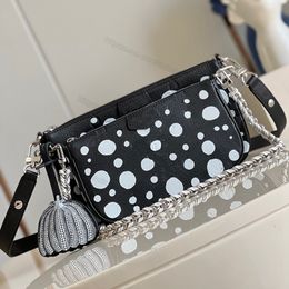 Mirror Quality Crossbody Shoulder Bag Genuine Leather Multi Pocket Accessories Handbags Luxury Handbags Purse Chain Polka Dot Pattern 25cm With Original Box L382