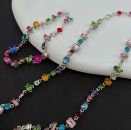 Girl Colourful Crystal Zircon Necklaces Womens Luxurious High Neckchain Collar Chain Clavicular Necklace Accessories wedding Party Gifts