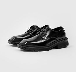 Men Platform Leather Casual Shoes Black White Vintage Male Lace Up Dress Shoes Business Oxfords Fashion Wedding Flats For Boys Party Shoes 38-44