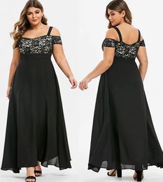 Plus Size Special Occasion Dresses Black Evening Dresses Prom Party Gown A Line Chiffon Custom New Bateau Lace Lace Up Zipper