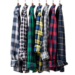 Custom Colour Long Sleeve Flannel Plaid Shirt For Men Yarn Dyed Cotton Woven Button Up241P