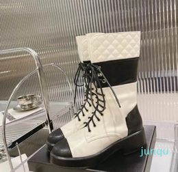 Designer Luxury ankle boots booties lady fashion Motorcycle boots chunky heel shoes lambskin high cut sneaker quilted Knight boots leather boot