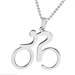 Stainless Steel Punk Bike Pendant Necklace for Men Women Body Building Bicycle Sports Jewellery Nice Gifts Cool Cycling Necklaces317h