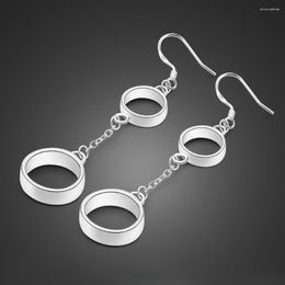 Dangle Earrings 925 Sterling Silver Fashion Round Drop Korean For Women Geometric Heart Earring Wedding Jewelry
