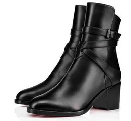 Elgant Winter Woman Turela Leather Ankle Boots Black Bootie Leather Suede Zip Calf Heel Rubber Outsole