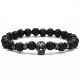 Charm Bracelets ZG Black Eye Skull Hematite Bead Bracelet Men Classic Handmade 8mm Lava Stone For Jewelry Gift