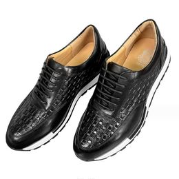 Casual Men's 2023 New Big Name with the First Layer Cattle Fashion Lace-up Leather Shoes A28 2818 Lear