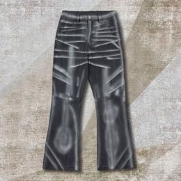 Mens Jeans Baggy Men Vintagemetal Spray Painted Micro Flared Pants Streetwear Stretch Denim Skinny High Quality Hombre 230915