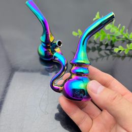 Smoke Pipes Hookah Bong Glass Rig Oil Water pipe New Mini Electroplated Colourful Glass Wine Pot and Pipe