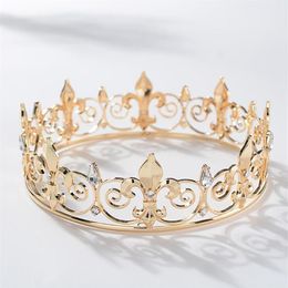 Metal Crowns And Tiaras For Men Royal Full King Crown Prom Party Hats Costume Cosplay Hair Accessories Gold Clips & Barrettes187i