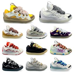 Curb Spor Sneakers Tasarımcı Ayakkabı Nappa örgü dokuma erkek kadınlar kaldırım ayakkabıları deri kabartmalı dantel-up calfskin ayakkabı kauçuk platform tranier