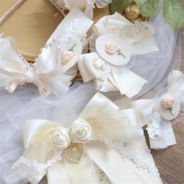 Party Supplies Elegant Beige Lolita Rose KC Hair Band Hairpin Accessories Lace Bow Clip Tea Cosplay Props D918