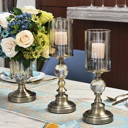 Candle Holders Crystal Ball Metal Candlestick European Glass Holder Electroplated Copper Color Material Candelero