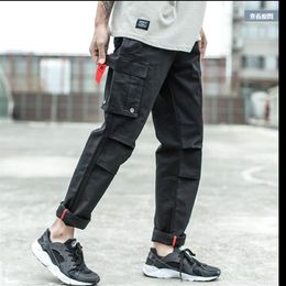 Fashion High Street Men Jeans Long Casual Pants Army Green Big Pocket Cargo Pants Hip Hop Punk Jogger Brand Jeans Men265B