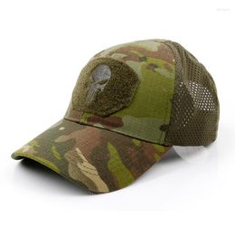 Ball Caps Skull Baseball Cap Men's Mesh Summer Tactical Special Forces Sniper Placement Patch