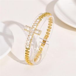 Charm Bracelets 2023 Arrive Shiny CZ Cross High Quality Copper Wheat Chain Pulseira For Women Fashion Jewellery