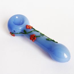2023Factory Sale Purple Flower Glass Hand Pipes Wholesale Smoking Burner Accessories Tobacco Rig 12cm Length