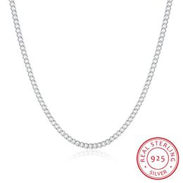 16-24inch Thin Real 925 Sterling Silver 2mm side chain Necklace Women Girls Kids Children 40-60cm Jewellery kolye collares collier338P