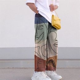 Autumn hip hop Colourful pants loose mid waist printing long casual men's Patterned trousers236b