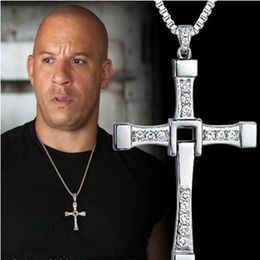 Pendant Necklaces Fast And Furious 9 Necklace Religious Crystal Cross Dominic Toretto Movie Jewelry For Men Gift2913