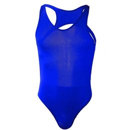 Men's Body Shapers Undershirt BodySuit Sexy Men Underwear Stocking For Mens Sleeveles Stretchy Thong Wetlook Leotard Gay312M