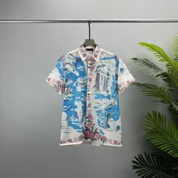Men Designer Shirts Summer Shoort Sleeve Casual Shirts Fashion Loose Polos Beach Style Breathable Tshirts Tees Clothing #70221K