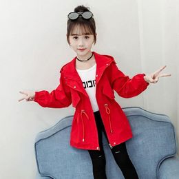 Coat Girl's Autumn Trench 2023 Children's Spring Hooded Jacket Years Old Kids Clothes Teenager Windbreaker