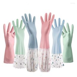 Disposable Gloves 50cm 1Pair Lengthen Dishwashing Kitchen Cleaning Household Waterproof Durable Plush Thickened Laundry Scrubber