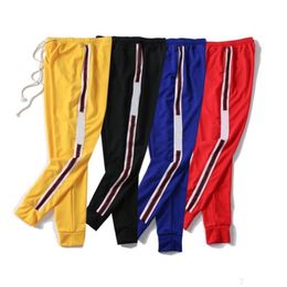 Mens Jogger Pants Drawstring Sports High Fashion 4 Colours Side Stripe Joggers casual sport282q