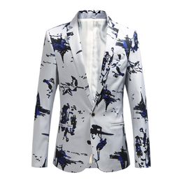 Youth Men's Long Sleeve Printed Suit Jacket Plus Sizes S M L XL 2XL 3XL 4XL 5XL 6XL Fashion Slim Fit Men Blazer Jackets246u