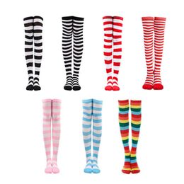 Long Socks Women Thigh High Stockings Ladies Girls White Striped Over Above Knee Sock Cute Christmas Cosplay Lolita 2023 New In