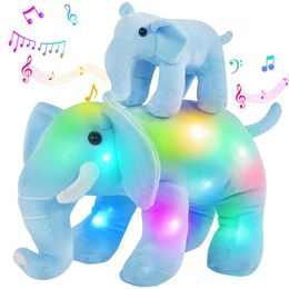 Plush Dolls 2 Pcs Elephant Mother and Child Stuffed Toys Led Musical Animals Doll with LED Lights Glowing Birthday Gifts 230915