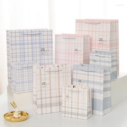 Gift Wrap 10/Pcs Plaid Tote Shopping Paper Bag Jewelry Packaging White Cardboard Thickened Striped Clothing