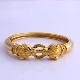 Fansheng high quantily charm Leopard bangle Solid Yellow Gold G F bangles for women men Jewellery African Ethiopian gift2808