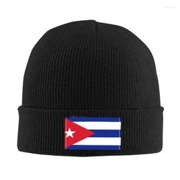 Berets Flag Of Cuba Skullies Beanies Caps Winter Warm Knit Hat Men Women Hip Hop Adult Cuban Patriotic Bonnet Hats Outdoor Ski Cap