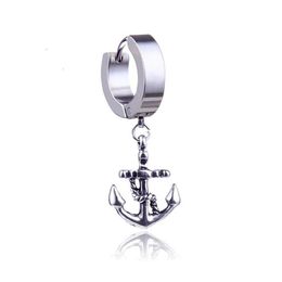 Dangle & Chandelier Stainless Steel Punk Earrings For Men Ship Anchor Silver Colour Piercing Ear Stud Drop Fashion Jewellery 1pcs263M