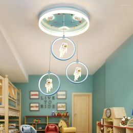 Pendant Lamps Children's Room Chandelier Boy Girl Princess Bedroom Lamp Nordic Cartoon Modern Simple Eye Protection Pink Lighting