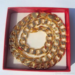 Amberta Stamp 925 Yellow Solid 24k Gold GF Link Chain Mens Curb Cuban Necklace 600 10mm Italy318p