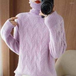 Women's Sweaters 2023 Autumn Winter Thick Cashmere Sweater Women Turtleneck Pullover Warm Loose Knitted Wool Tops For Female