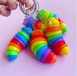 Keychain Slug Lobster Fidget Toys Telescopic Caterpillar Sensory Toys for Children and Adults Exercise Wrist Strength and Relieve