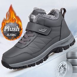 Dress Shoes Winter Women Men Boots Waterproof Leather Boot Man Plush Warm Sneakers Man Outdoor Ankle Snow Boots Casual Shoes Big Size 230915