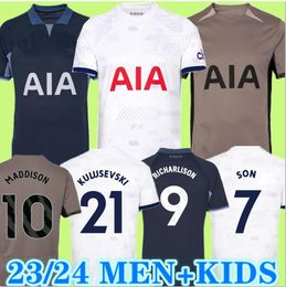 Jogador fãs SON MADDISON camisa de futebol RIHARLISON BISSOUMA PERISIC KULUSEVSKI 2023 2024 PEDRO PORRO TOTTENHAMs ROMERO SOLOMON SPURS camisa de futebol masculino kit infantil