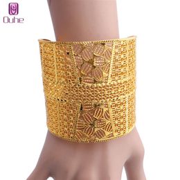 Trendy Flower Bnagle Women Jewellery 24k Gold Colour Bangles Bracelet African Dubai Arab Party for Mom Gifts319A