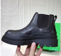 Boots Leather Martin Ankle Chaelsea Boot Thick bottom Wave Colored Rubber Outsole Elastic girl shoes cool Comfortable