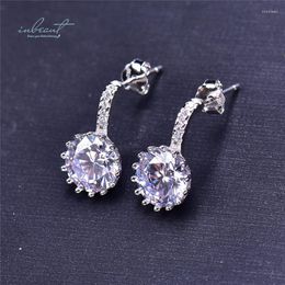 Dangle Earrings Inbeaut 925 Silver Total 4 Ct Round Excellent Cut Pass Diamond Test D Color Moissanite Wedding Drop Women Fine Jewelry