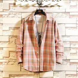 Men New Fashion Flannel Plaid Shirt Slim Fit Casual Long Sleeve Sanding Shirt Male Harajuku Streetwear Shirts Plus Size Tops254L