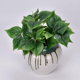 Decorative Flowers Simulation Single Artificial Plant Fern Leaf Bouquet Large Persian Green Pot Wall With Materials