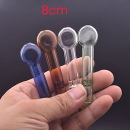 Wholesale Brand quality MINI 8cm Glass cigarette Philtre pipe thick heady Pyrex One Hitter tobacco smoking dry herb pipes for rolling paper