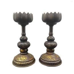 Candle Holders Bronze Lotus Retro Decorative Candlestick Wall Lamp Nostalgic Antique Holder Accessories Home Decor Pography Prop